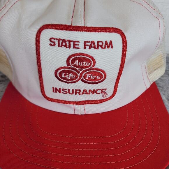Vintage 80's State Farm Insurance Hat Snapback Mesh Trucker Cap Foam Patch USA - Picture 3 of 8